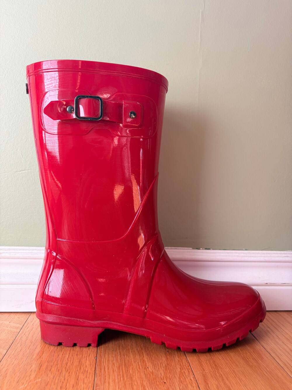 Igor Red Glossy Rain Boots Y2K Mod Riding Wellies EU 40 US 9